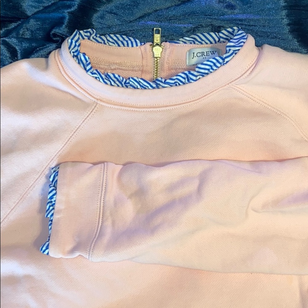 Pink J.Crew sear sucker rimmed summer sweatshirt